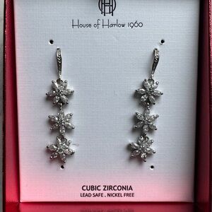 Silver Cubic Zirconia Floral Earrings